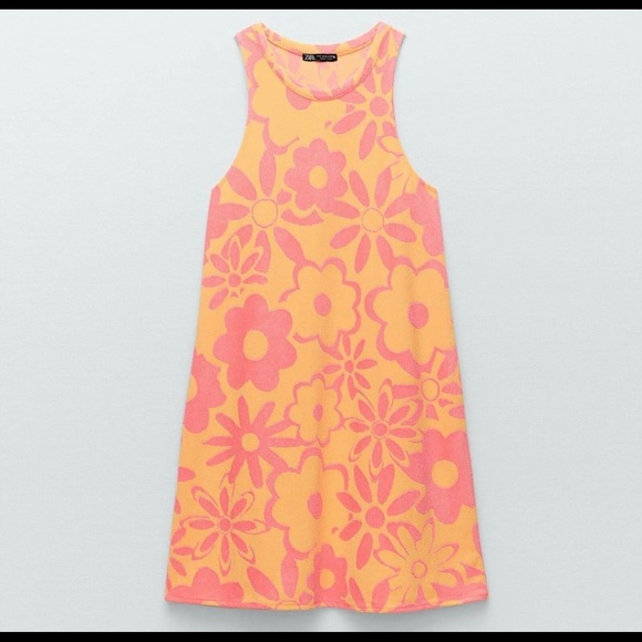 BLOGGERS FAVE Zara Jacquard Terrycloth Mod 60s Halter Mini Dress -NWT, sz S or L - Picture 5 of 12